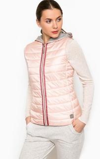 Утепленный розовый жилет с капюшоном Liu Jo