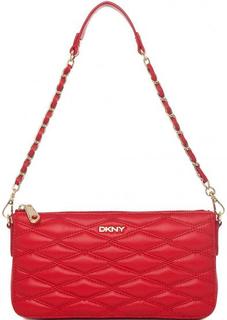 Стеганая красная сумка из натуральной кожи Dkny