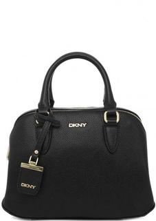 Черная кожаная сумка с короткими ручками Dkny