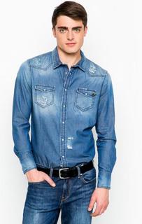 Джинсовая рубашка с декоративными потертостями Gaudi