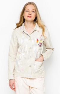Бежевая куртка из хлопка с вышивкой Maison Scotch