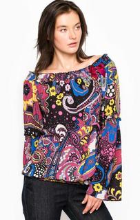 Блуза из полиэстера с широким вырезом на резинке Fornarina