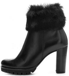 Черные кожаные ботильоны с меховой отделкой Högl