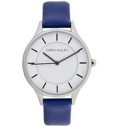 Часы с синим кожаным ремешком Karen Millen