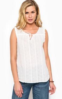 Белый топ из тонкого хлопка с вышивками Mustang