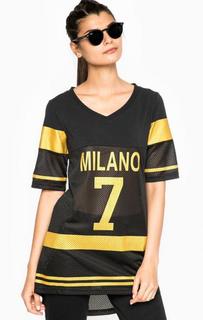 Черная туника из полиэстера с перфорированными вставками EA7