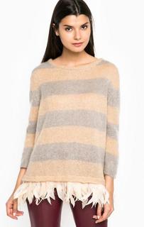 Джемпер из акрила, полиамида и мохера с вставкой из гусиного пера Patrizia Pepe