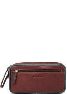 Коричневая кожаная косметичка Gianni Conti
