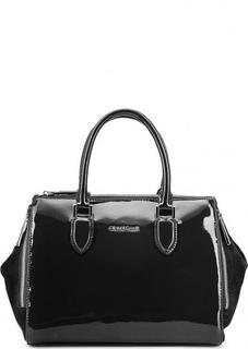 Лаковая сумка с короткими ручками и дополнительным плечевым ремнем Gianni Conti