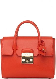 Красная кожаная сумка через плечо Furla