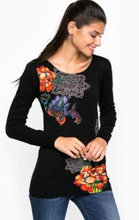 Хлопковый джемпер с контрастным принтом Desigual