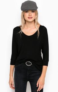 Черный джемпер из вискозы с рукавами 3/4 Mavi