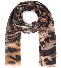 Шерстяной палантин в клетку Eleganzza