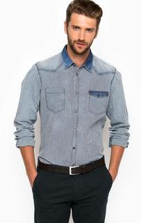 Приталенная хлопковая рубашка в клетку Lerros