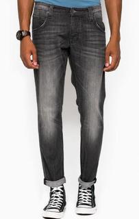 Серые зауженные джинсы с заломами Mustang