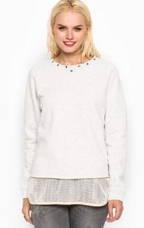 Свитшот из хлопка с металлическим декором и сетчатой майкой Maison Scotch