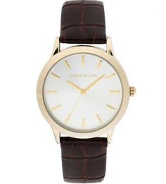 Часы круглой формы с кожаным ремешком Karen Millen