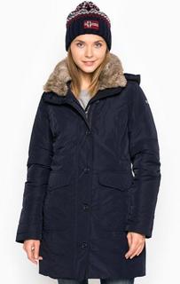 Синяя куртка из полиэстера с капюшоном Napapijri