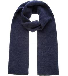 Синий шарф из шерсти и шелка Eleganzza