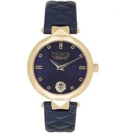 Часы круглой формы с рельефным кожаным ремешком Versus