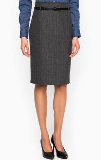 Шерстяная юбка в полоску с ремнем Pennyblack