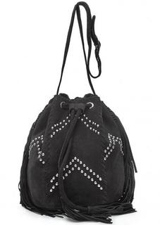Замшевая сумка с металлическим декором Maison Scotch