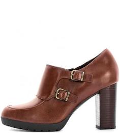 Коричневые ботильоны из натуральной кожи с ремешками Clarks