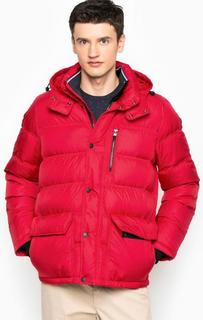 Короткий красный пуховик со съемным капюшоном Tommy Hilfiger