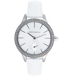 Часы круглой формы с отделкой кристаллами Karen Millen