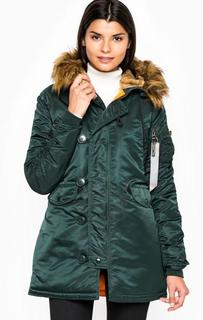 Удлиненная зеленая куртка из нейлона Alpha Industries