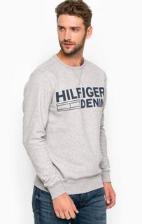 Серый свитшот с контрастным принтом Hilfiger Denim