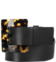 Черный кожаный ремень с массивной пряжкой Armani Jeans