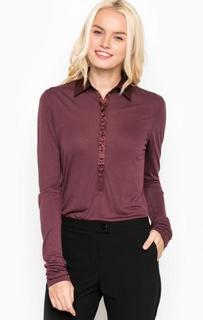 Трикотажная блуза из вискозы с воротом на пуговицах Trussardi Jeans