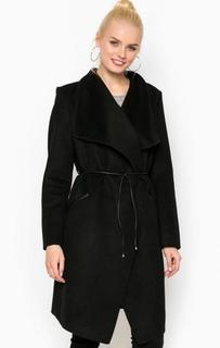 Черное пальто с поясом Tom Tailor