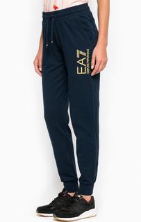 Зауженные брюки из хлопка с манжетами EA7