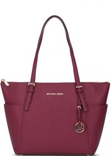 Кожаная бордовая сумка с одним отделом Michael Michael Kors