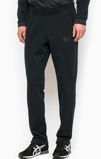 Хлопковые брюки с трикотажными вставками EA7