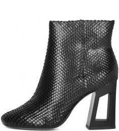 Ботильоны из натуральной кожи с выделкой под рептилию Bronx