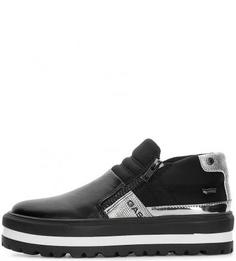 Слипоны из искусственной кожи и текстиля на платформе Gas