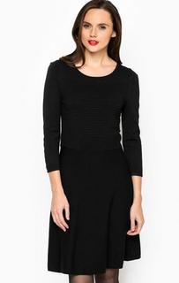 Приталенное черное платье из вискозы Tom Tailor