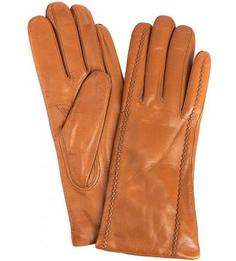 Коричневые кожаные перчатки с шерстяной подкладкой Bartoc