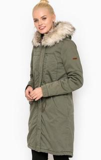 Утепленная хлопковая парка цвета хаки Tom Tailor