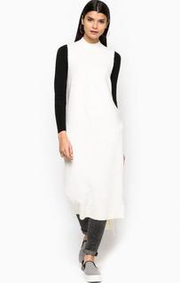 Длинный жилет из акрила и нейлона с разрезами Glamorous