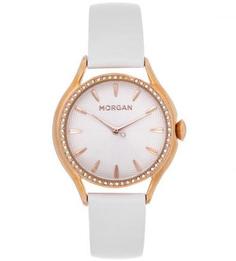 Часы круглой формы с кожаным браслетом Morgan