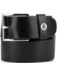 Черный кожаный ремень Tommy Hilfiger