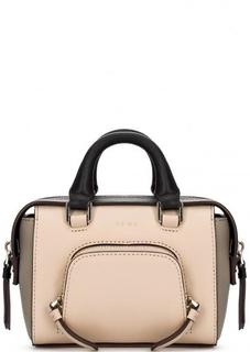 Кожаная сумка с короткими ручками и съемным ремнем Dkny