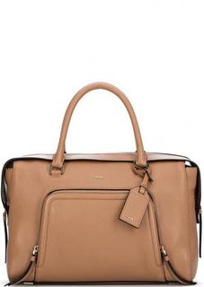 Коричневая кожаная сумка со съемным ремнем Dkny