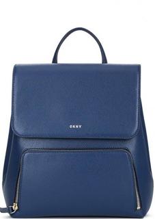 Синий кожаный рюкзак с откидным клапаном Dkny