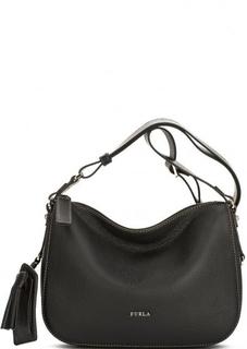 Черная кожаная сумка с одним отделом Furla