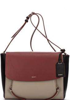 Кожаная сумка с откидным клапаном через плечо Dkny